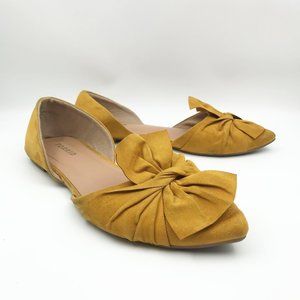 TORRID Twist Bow D'Orsay Flat in Mustard Yellow Faux Suede Womens 9.5WW